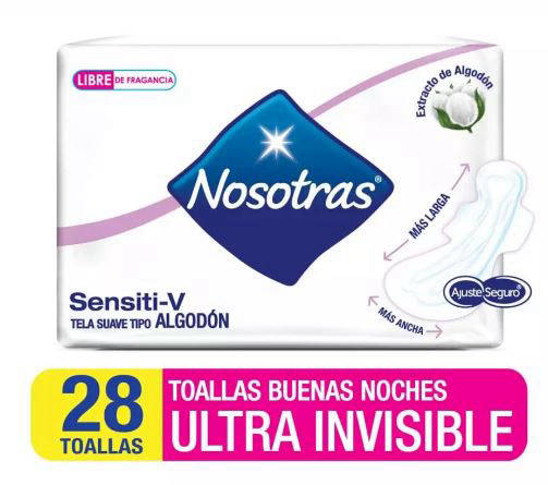 Foto Toalla Higiénica Sensitiv Nocturna Ultra Invisible con Alas